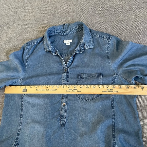 J. Jill Denim Half Button-Front Casual Shirt - Blue - Picture 6 of 10